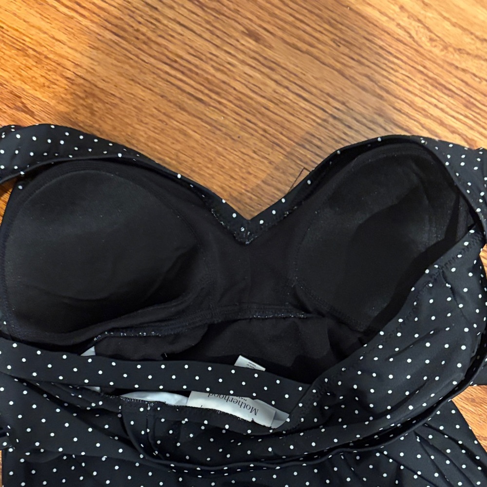 Black Polka Dot Maternity Halter One Piece Bathing Suit - Picture 7 of 7